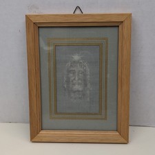Vintage Shroud of Turin Jesus Christ Face Woven Silk Framed Religious Art  picture