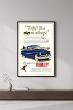 Vintage 1949 Mercury Ad Poster - USA 🇺🇸 - 24x36” - 200 GSM Paper 🗞️ Hi-Res💎 picture
