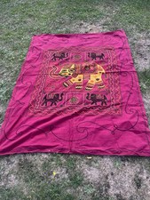 Vintage Indian Tapestry Cotton Elephant Large Table Cloth Handmade 198x143cms picture