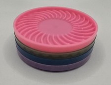 VTG Ritepoint Contemporary Plastic Coasters Set of 4 Lt Green, Blue Swirl Design picture