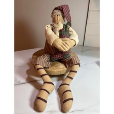 Primitive Santa Claus Shelf Sitter Doll Rustic Christmas Folk Art 24 Inch Leg picture