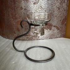 Danish/Sweden Wrought Iron Glass Cup Votive/Ball Candle Holder - Vintage MCM picture