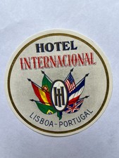 Vintage HOTEL INTERNACIONAL DECAL Lisboa, Portugal 3 1/2 X 3 1/2 picture