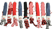 Vintage Set Of 9 Snowman Candy Cane Cover Christmas Holiday Ornaments picture