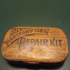 ANTIQUE 1920'S HARTFORD TIRE REPAIR KIT TIN- VINTAGE TIRES- SERVICE STATION picture