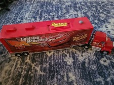 RARE Lightning McQueen Trailer Set w/t 1 Mini Cars Disney Pixar Cars Caring Case picture