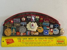 Vintage Soviet Hat, 29 Pins & Patches. picture