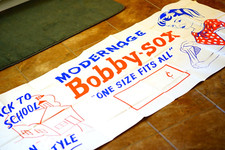 Mid-Century Modern Age Bobby Sox Advertising Screen Printed Paper Sign 60