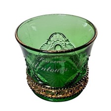 ALLENTOWN Pennsylvania PA Antique DEPRESSION GREEN GOLD Glass Souvenir CUP picture
