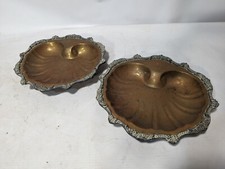 Set of 2 vintage brass shell-shaped footed dishes as pictured, 12.5 x 13 inches picture