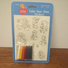Vintage '85 Care Bear COUSINS stickers + crayons American greetings RARE FREE SH picture