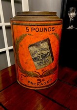 Antique Sweet Burley Tobacco Tin Spaulding Merrick Store Bin Vent Humidor Lid 5# picture