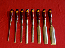 Stanley #720 Eight Piece Used Chisel Set in New Canvas Roll w/Decals Restored picture