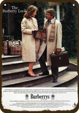 1984 BURBERRY LONDON Coat & Scarf Vintage-Look DECORATIVE REPLICA METAL SIGN picture