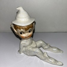 Lefton Elf Pixie White Iridescent Pearl Figurine Fairy Vintage 1950 picture
