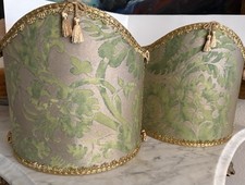 Pair Italian Fortuny Half Shades  10” H  x  10” W  x  4” D Made In Venice, Italy picture