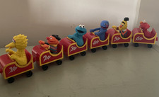 RARE  Complete Set All 6 Vtg Sesame Street Roller Coaster Car Toys picture