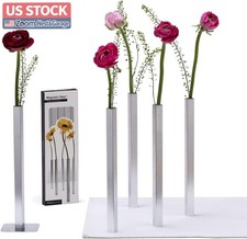 US Stock PELEG DESIGN Magnetic Bud Vase Set 5 Pcs Silver 9.4in Tall picture