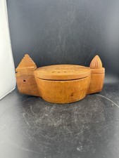 Antqiue Hand Carved Wooden Salt Box W/ Swivel Top No Pin See Pics  picture