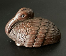 Asian Hand-Carved signed Wooden Bird pendant/ Figurine  picture