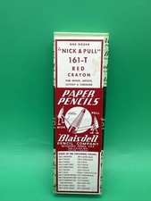 Brand New NOS BLAISDELL 12pc Vintage Pencil Paper Peel Wax 161-T Red Crayon picture