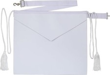 MASONIC CANDIDATE / ENTERED APPRENTICE SHEEP LEATHER APRON ALL WHITE - Lambskin picture