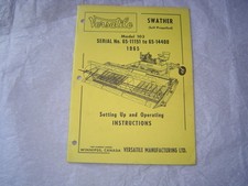 1965 Versatile 103 self propelled swather set-up operator's instruction manual  picture