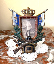 WWI Imperial German Bavarian Metal Picture Frame Pickelhaube Helmet Rifle Sword picture