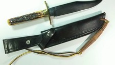 Vintage H. M. Slater SHEFFIELD Bowie VENTURE knife Engraved carbon steel STAG picture