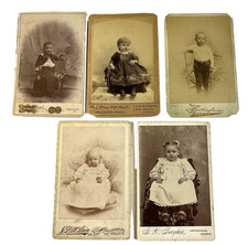 Antique Cabinet Card Photos Featuring Children Late 1800s To Early 1900s 5pcs. picture