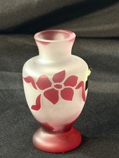 Sevres France Signed Bayel Crystal Glass Cameo Floral Vase with Original Sticker picture