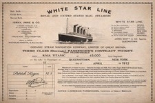 RMS Titanic Third Class Passenger Contract Ticket (1912) Reproduction picture