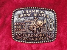 CHAMPION BRONC RIDING PROFESSIONAL TROPHY BUCKLE☆ARDMORE OKLAHOMA☆2015☆RARE☆884 picture