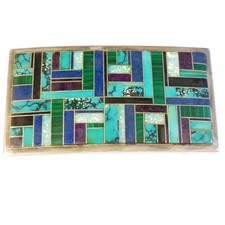 A Touch of Santa Fe Navajo Hubei Turquoise, Malachite Lapis Opal Buckle  picture