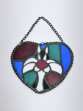 Vtg Sylvester Stained Glass Heart Wall Window Hanging picture