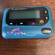 Motorola FLEX UHF Pager Blue/Black w/ Case Holster Clip MPN AAG0001 1997 picture