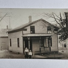 Antique RPPC Real Postcard Photograph Beautiful House Adorable Children picture