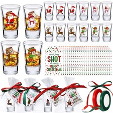 Tiangrid 24 Pcs Christmas Party Favors Shot Glasses 1.5oz Holiday Glasses Bulk picture
