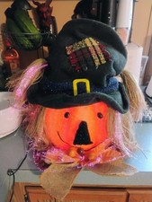 Vintage Large Color Changing Fiber Optic Pumpkin Head Scarecrow Fall-Halloween picture