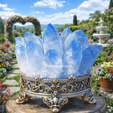 800G Large Rare Blue Quartz Cluster Point Healing Phantom Quartz Geode Home Deco picture
