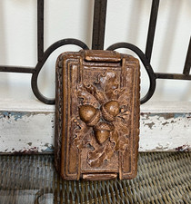 Vintage 1945-1955 Syroco Wood Carved Acorn Cigarette Box Made in USA picture