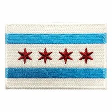Chicago City Flag Embroidered Patch [Iron on Sew on 3.0 X 2.0 - CH9] picture