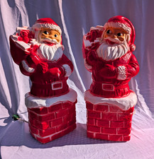 Vintage DAPOL Industries Lighted Santa Claus in Chimney Figurine Set, 2-Pack picture