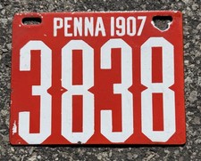 1907 Pennsylvania Penna PA Porcelain License Plate Car Tag Auto Registration picture