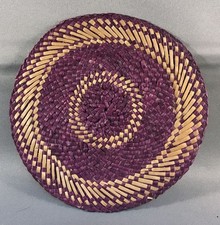 Antique Yaqui Indian Purple and Tan Basket Mat circa 1910, 5