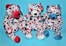 TY, Patriotic Beanie bears, 3 pc. set #40000 asst faces, Red, White, Blue stars  picture