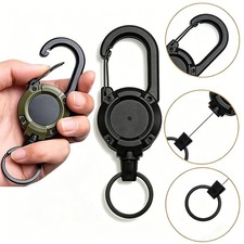 3 Pack Heavy Duty Retractable High Elastic Self Recoil Key Chain With Clip Ring picture