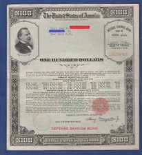 War Savings Bond DEFENSE 1942 Series E $100 WITH EMBOSSED SEAL SCHWAN # 223b picture