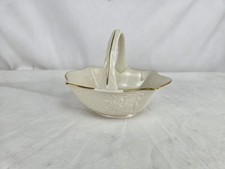 Lenox San Souci Ivory Basket 24 K Gold Trim Raised Daisy Floral Trinket Dish picture