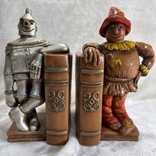 Vintage 1971 Progressive Art Wizard of Oz Bookends - Tin Man & Scarecrow RARE picture